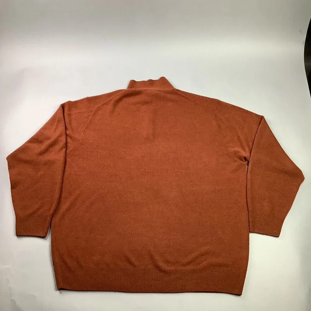 Dockers 3XL Rust Orange Acrylic Sweater With Diamond Pattern & Buttoned Collar - Picture 5 of 7
